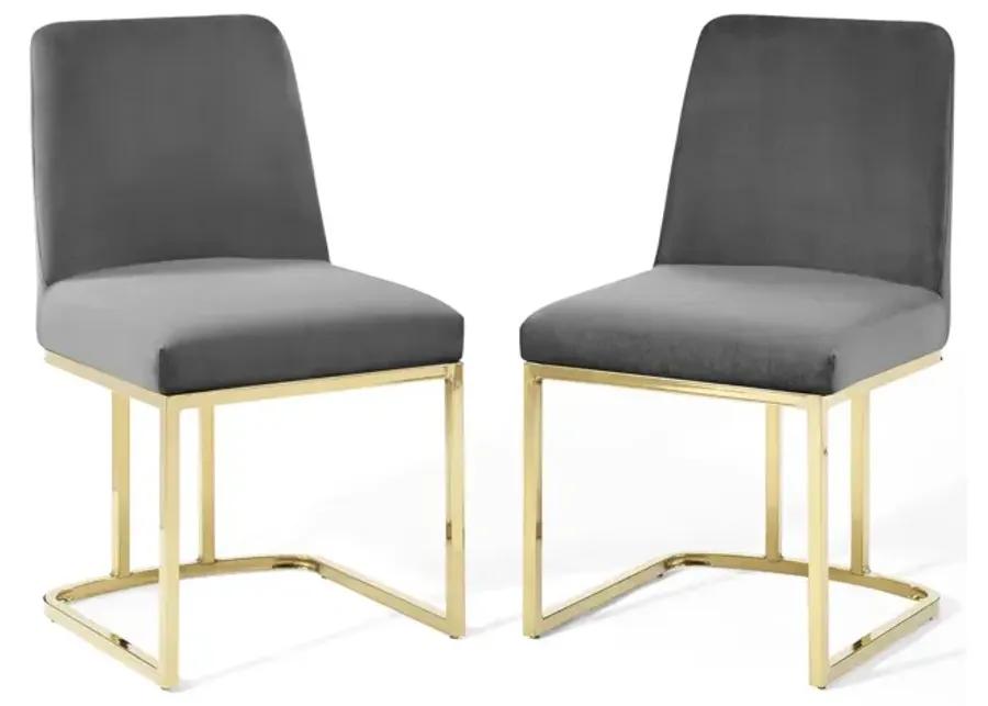 Amplify Sled Base Performance Velvet Dining Chairs - Set of 2