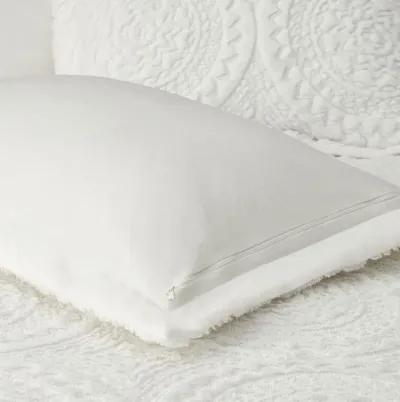 Madison Park Arya Ivory Embroidered Medallion Faux Fur Ultra Plush Comforter Mini Set