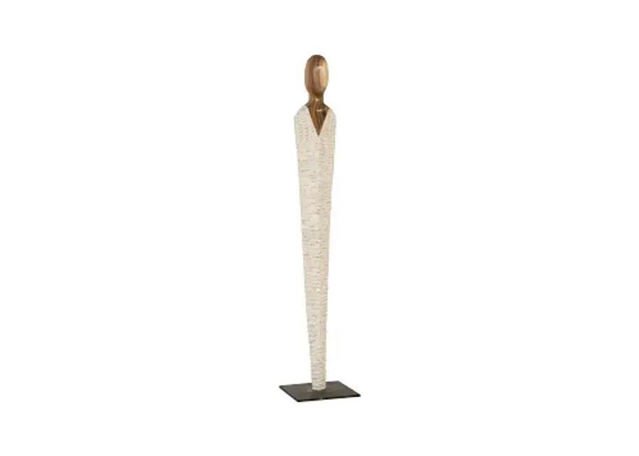 vested female sculpture, medium, chamcha, natural, white, gold