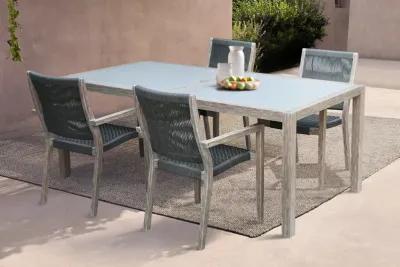 Sienna and Madsen 5 Piece Outdoor Eucalyptus Dining Set with Grey Teak Finish