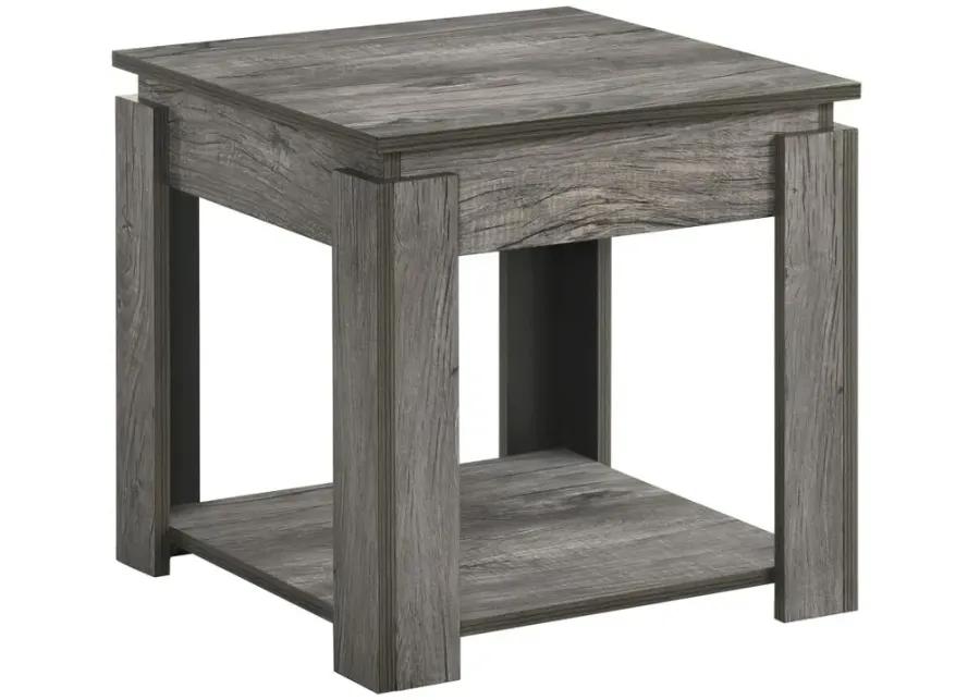 Donal 3-piece Occasional Set with Open Shelves Weathered Grey