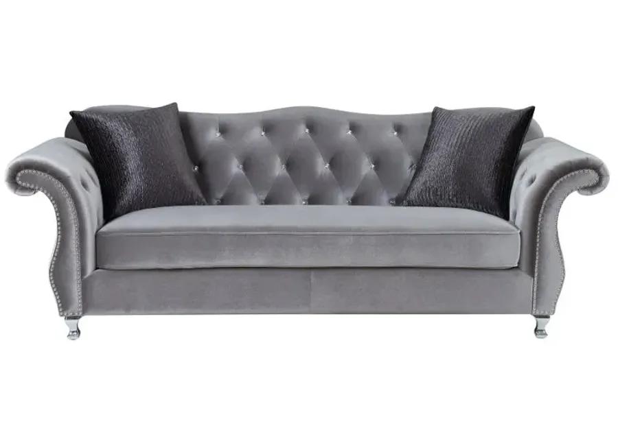 Frostine Button Tufted Sofa Silver