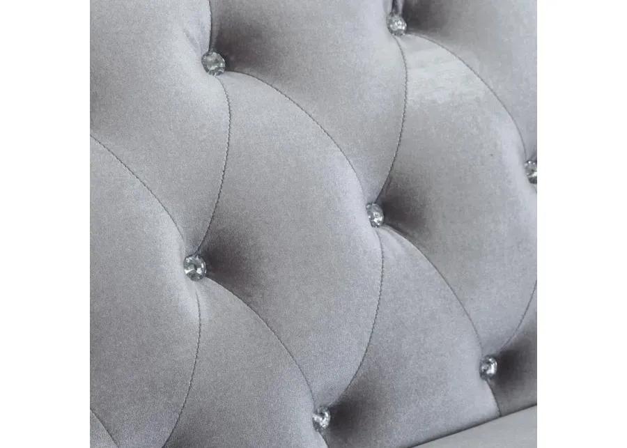 Frostine Button Tufted Sofa Silver