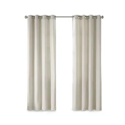 Madison Park Englewood Natural Solid Piece Dyed Grommet Top Curtain Panel