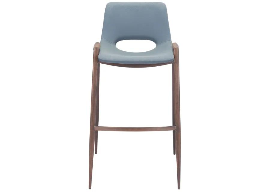 Desi Barstool (Set of 2) Blue & Walnut