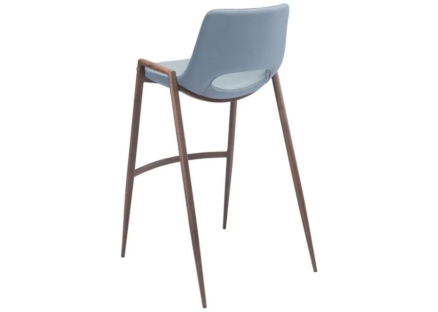 Desi Barstool (Set of 2) Blue & Walnut