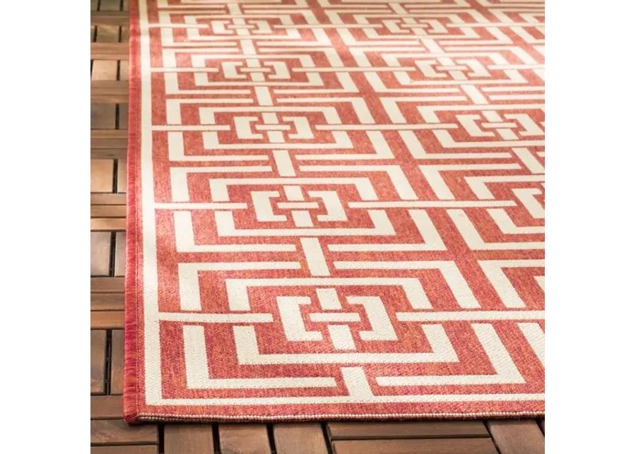 Safavieh BEACH HOUSE Collection BHS128Q-3 Red / Creme 3' X 5'