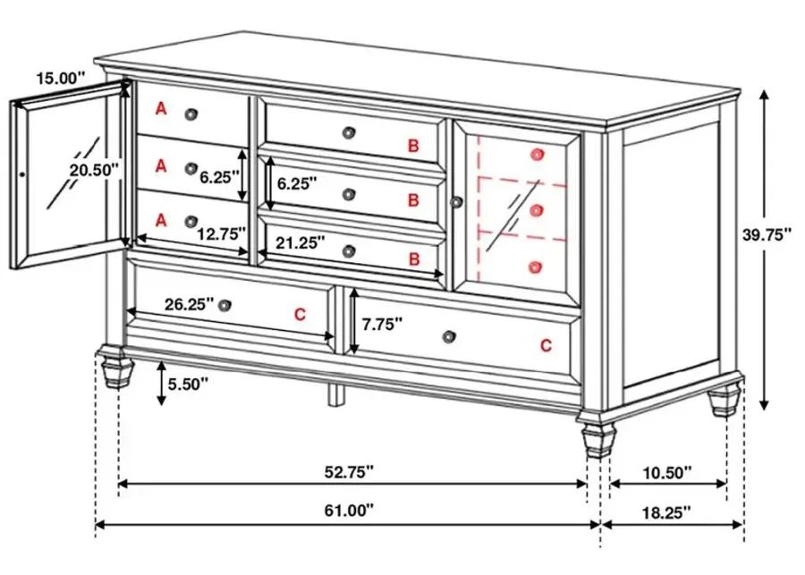 Aarav Beach 11-Drawer Rectangular Dresser Cream White