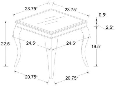 Carone Square End Table Chrome and Black