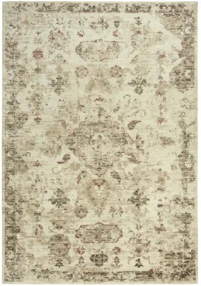 Gossamer Beige/Brown Medallion Distress 100% New Zealand Wool 9'x12' Rectangle Rug