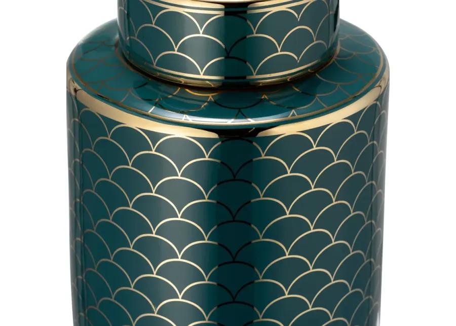 Cer, 16" Crackle Jar W/ Lid, Gold