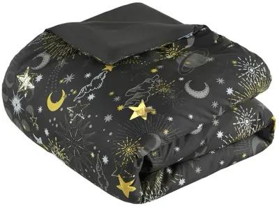 Starry Sky Metallic Comforter Set with Throw Pillow