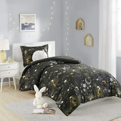 Starry Sky Metallic Comforter Set with Throw Pillow