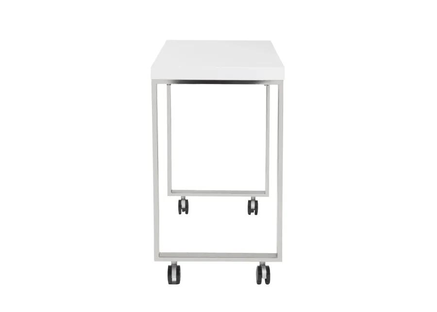 Dillon 40" Side Return in High Gloss White with Polished Stainless Steel Base