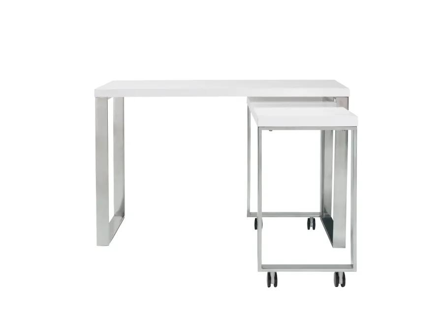 Dillon 40" Side Return in High Gloss White with Polished Stainless Steel Base