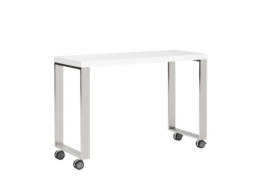 Dillon 40" Side Return in High Gloss White with Polished Stainless Steel Base