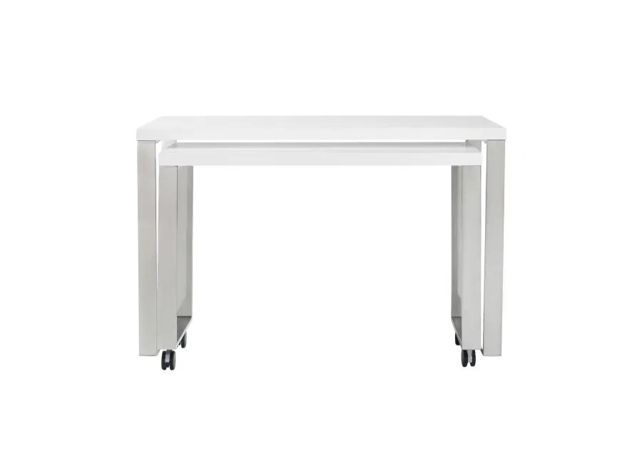 Dillon 40" Side Return in High Gloss White with Polished Stainless Steel Base