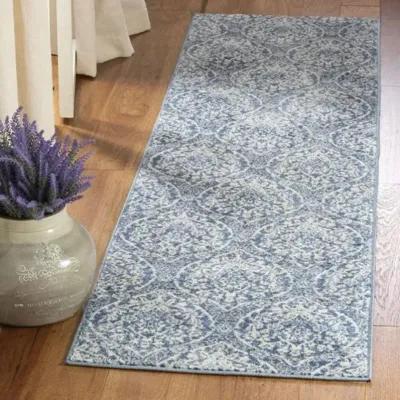 Brentwood 860 Navy / Light Grey 2' X 6' Runner Powerloomed Rug