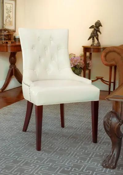 AMANDA 19''H LEATHER TUFTED CHAIR - NICKEL NAIL HEADS