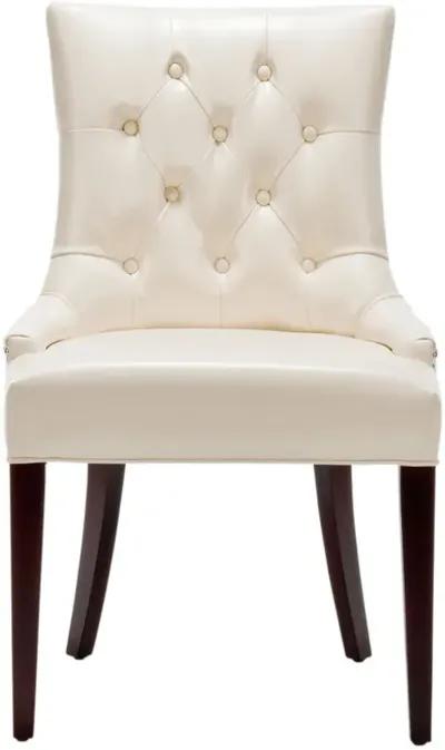 AMANDA 19''H LEATHER TUFTED CHAIR - NICKEL NAIL HEADS