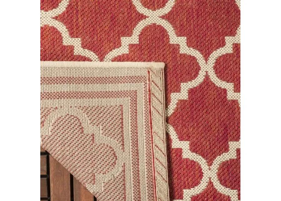 Safavieh BEACH HOUSE Collection BHS121Q-6SQ Red / Creme 6'-7" X 6'-7" Square