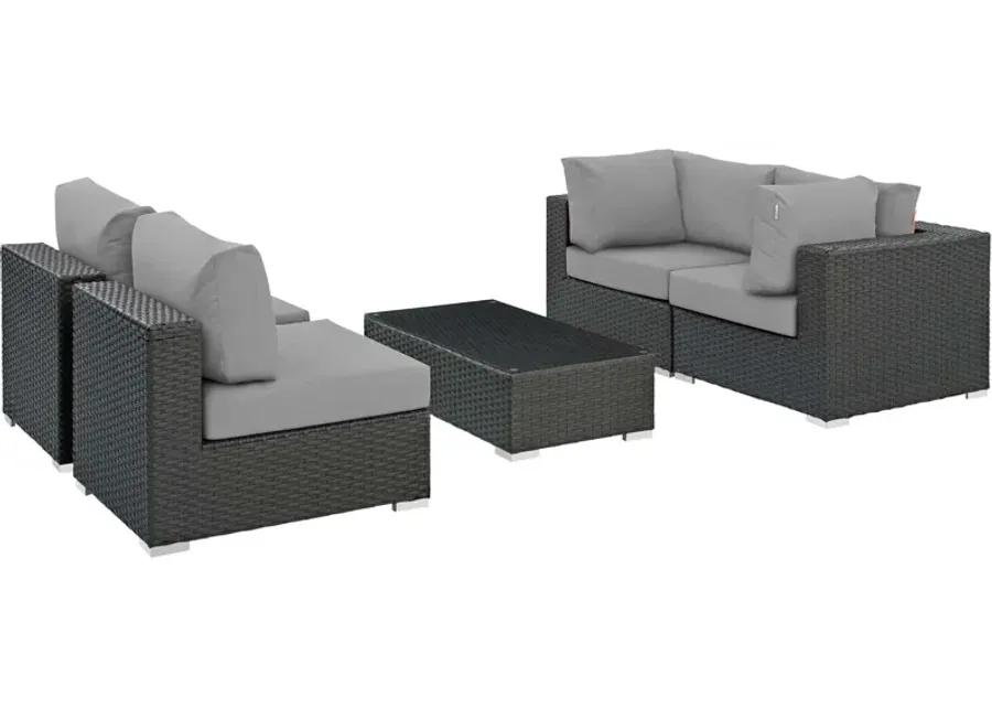 Sojourn 5 Piece Outdoor Patio Sunbrella® Sectional Set