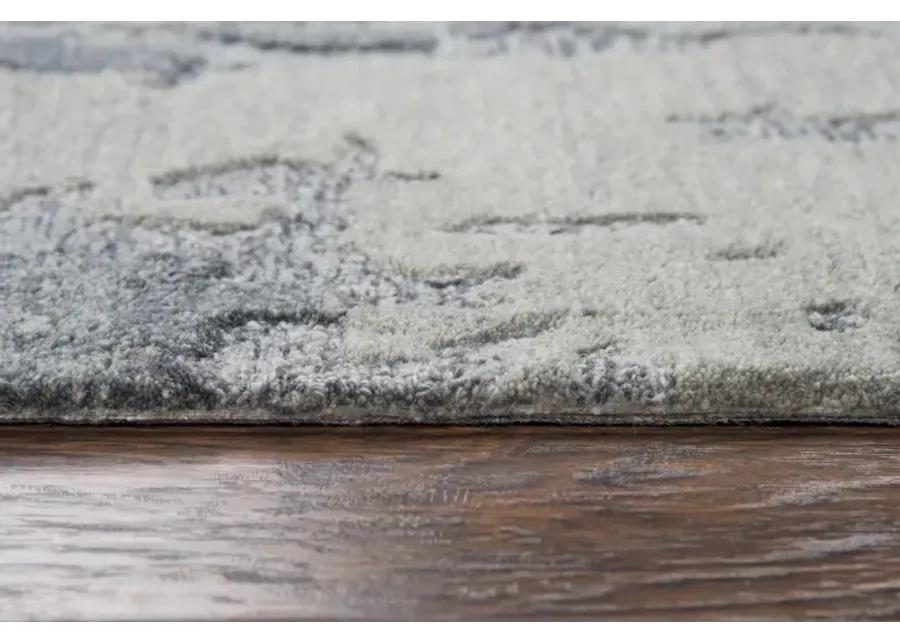 Vogue Gray Abstract Wool 9'x12' Rectangle Rug