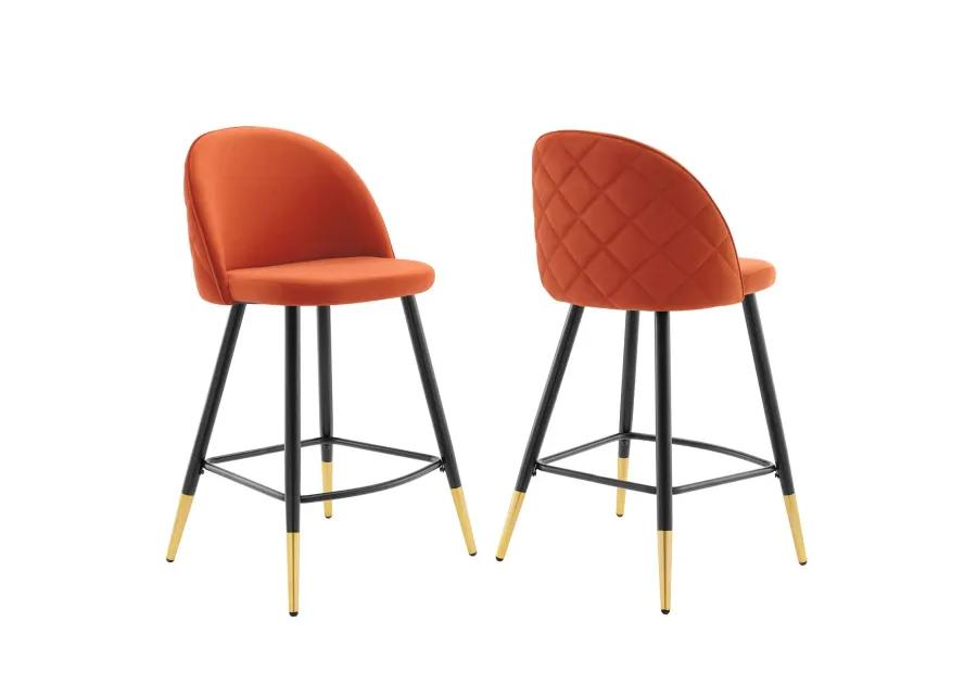 Cordial Performance Velvet Counter Stools - Set of 2