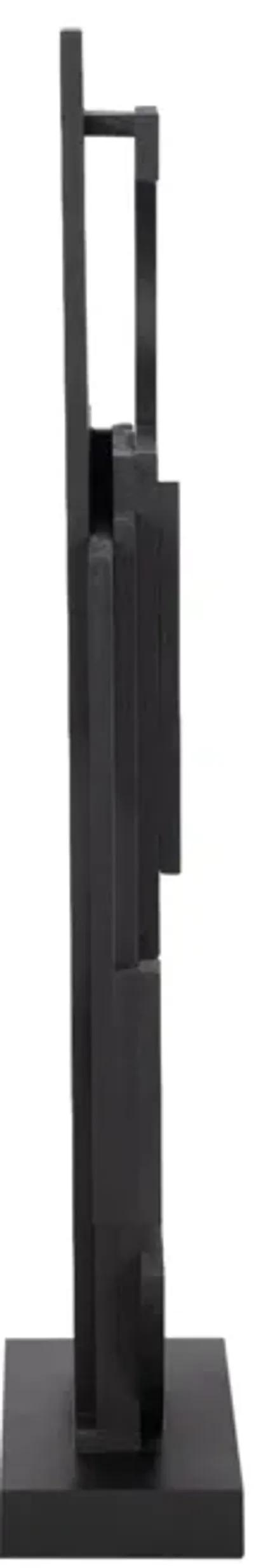 24" Modern Stacked Sculpture, Black