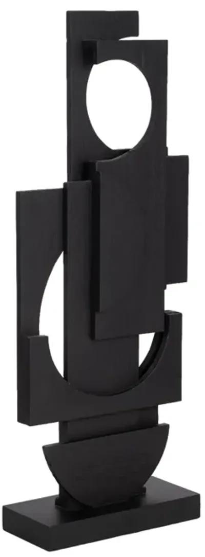 24" Modern Stacked Sculpture, Black