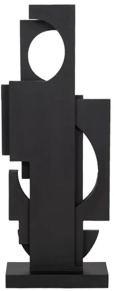 24" Modern Stacked Sculpture, Black