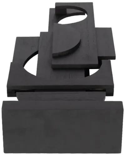 24" Modern Stacked Sculpture, Black