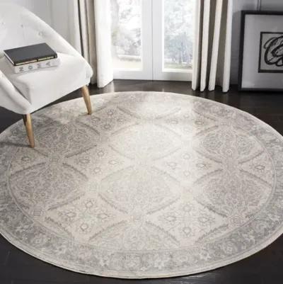 Brentwood 863 Cream / Grey 5' X 5' Round Round Powerloomed Rug