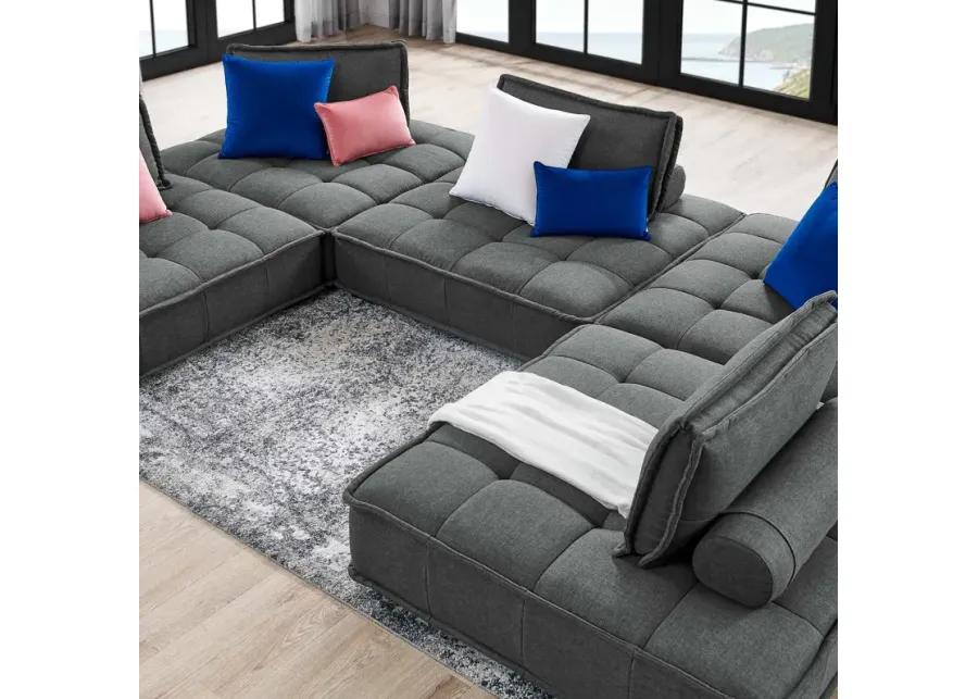 Saunter Tufted Fabric Fabric 5-Piece Sectional Sofa