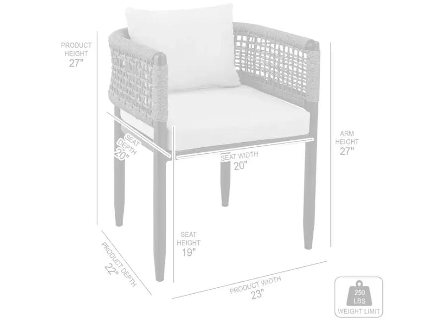 Alegria Outdoor Patio 5-Piece Dining Table Set in Aluminum with Grey Rope and Cushions