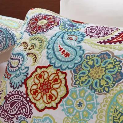 Mi Zone Tamil Multi Reversible Paisley Quilt Set with Throw Pillow