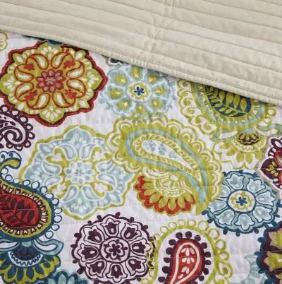 Mi Zone Tamil Multi Reversible Paisley Quilt Set with Throw Pillow