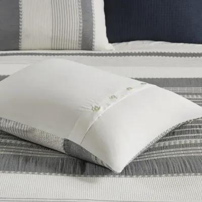 Murphy Oversized Cotton Jacquard Comforter Set with Euro Shams and Throw Pillows