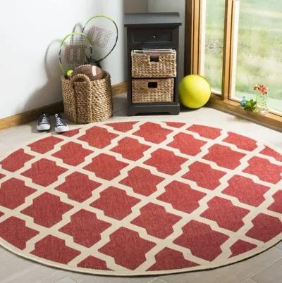 LINDEN 122 Collection LND122Q-6R Red / Creme 6'-7" X 6'-7" Round