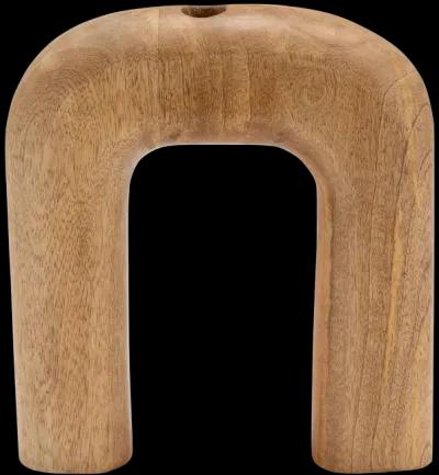 Wood, 10"h Horseshoe Vase, Brown