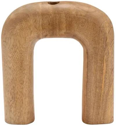 Wood, 10"h Horseshoe Vase, Brown