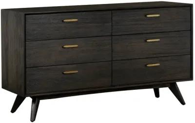 Baly Acacia Mid-Century 6 Drawer Dresser