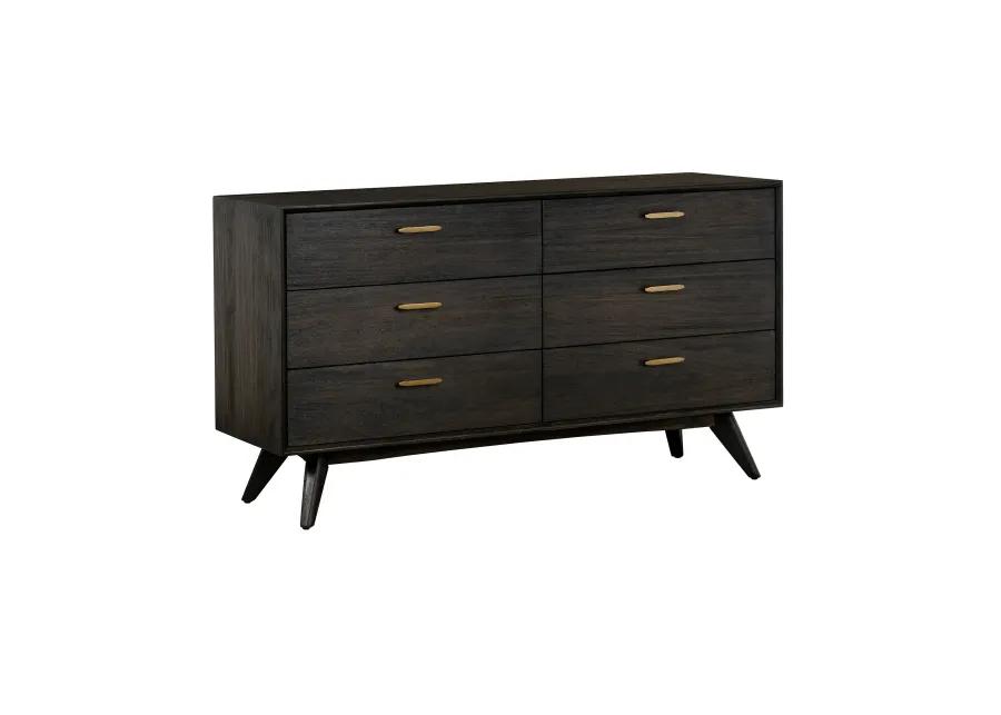 Baly Acacia Mid-Century 6 Drawer Dresser