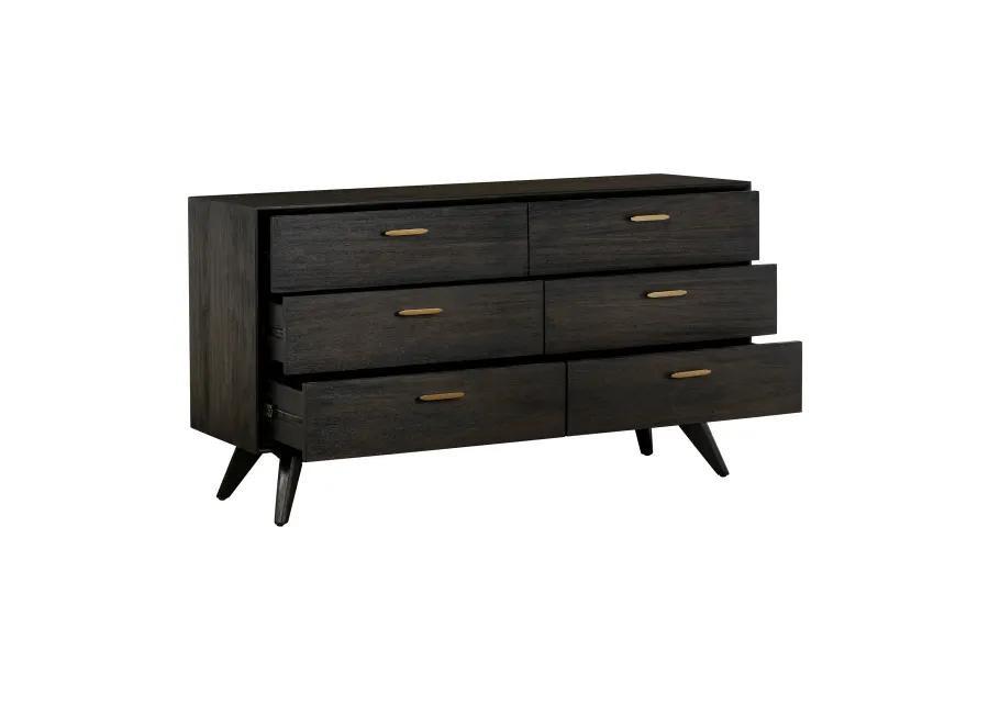 Baly Acacia Mid-Century 6 Drawer Dresser