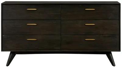 Baly Acacia Mid-Century 6 Drawer Dresser