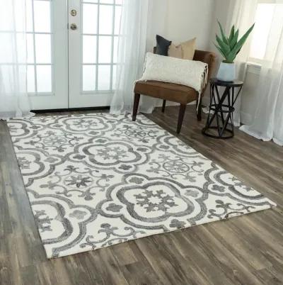 Matrix Gray Scroll Wool/Recycled Polyester 5' x 7'6" Rectangle Rug