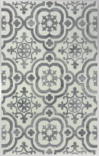 Matrix Gray Scroll Wool/Recycled Polyester 5' x 7'6" Rectangle Rug