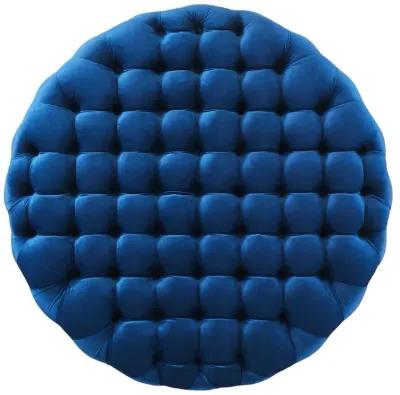 Amour Tufted Button Large Round Performance Velvet Ottoman