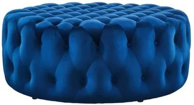 Amour Tufted Button Large Round Performance Velvet Ottoman