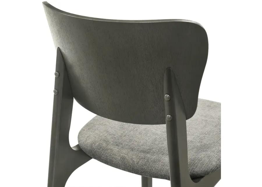 Kalia Wood Dining Chair in Gray Finish with Gray Fabric - Set of 2